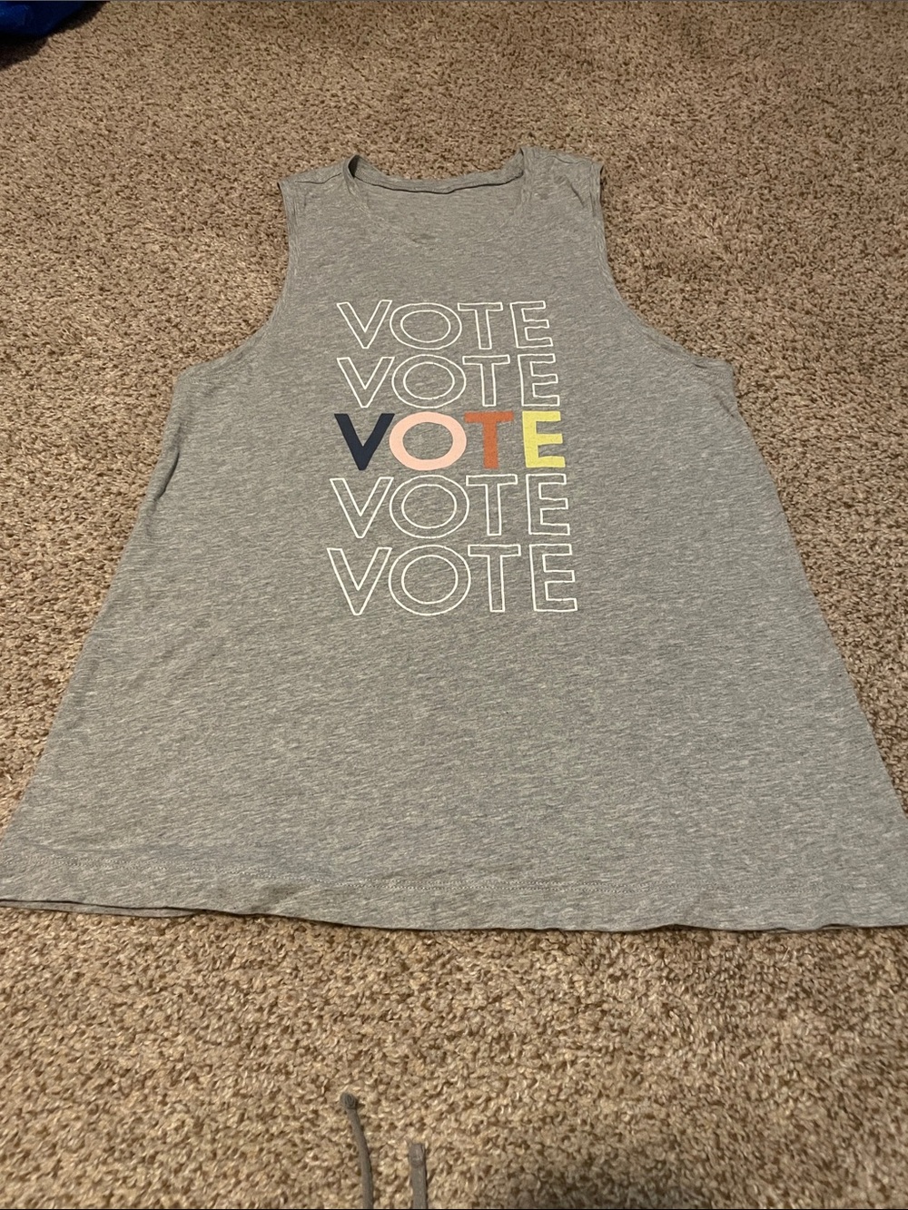 Grey 'VOTE' Graphic Tank Top
